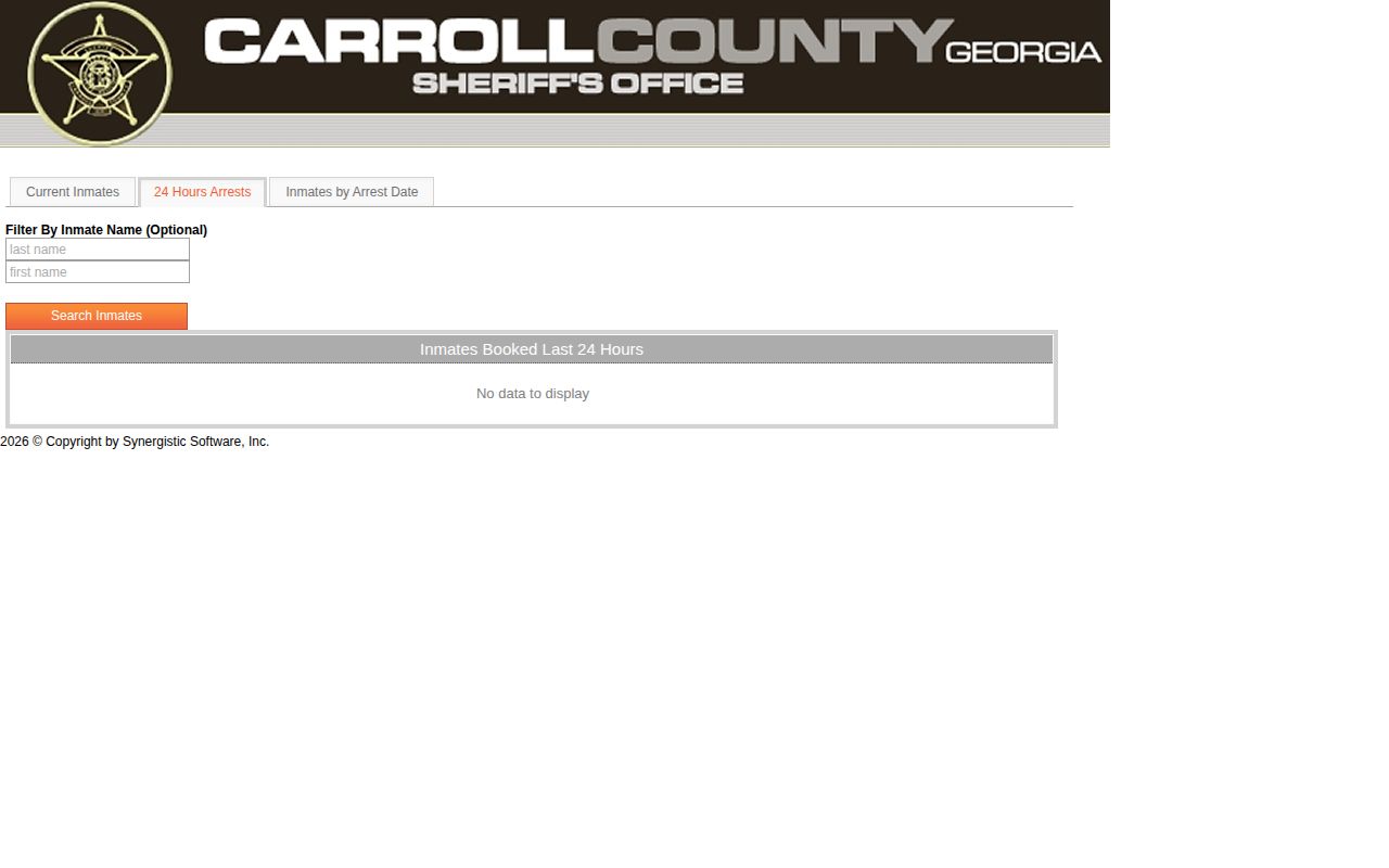 Carroll County 24-hour booking feed interface
