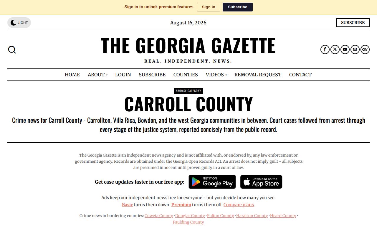 Georgia Gazette Carroll County local arrest news source